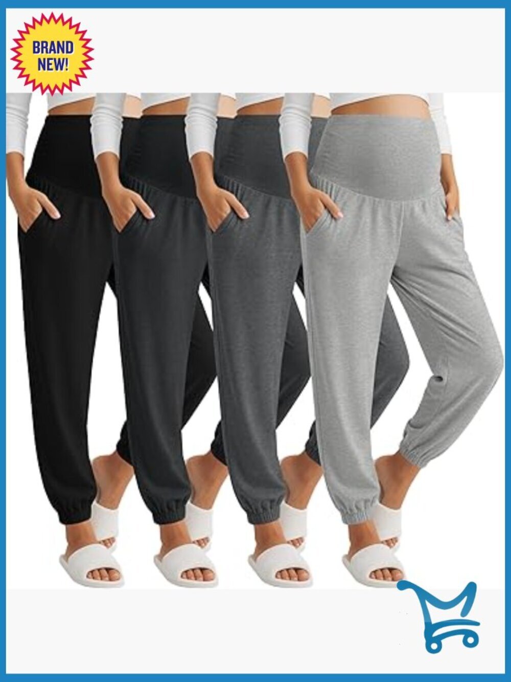 Maternity Joggers Over Belly Pregnancy Comfy Lounge Sweatpants with Pockets 4